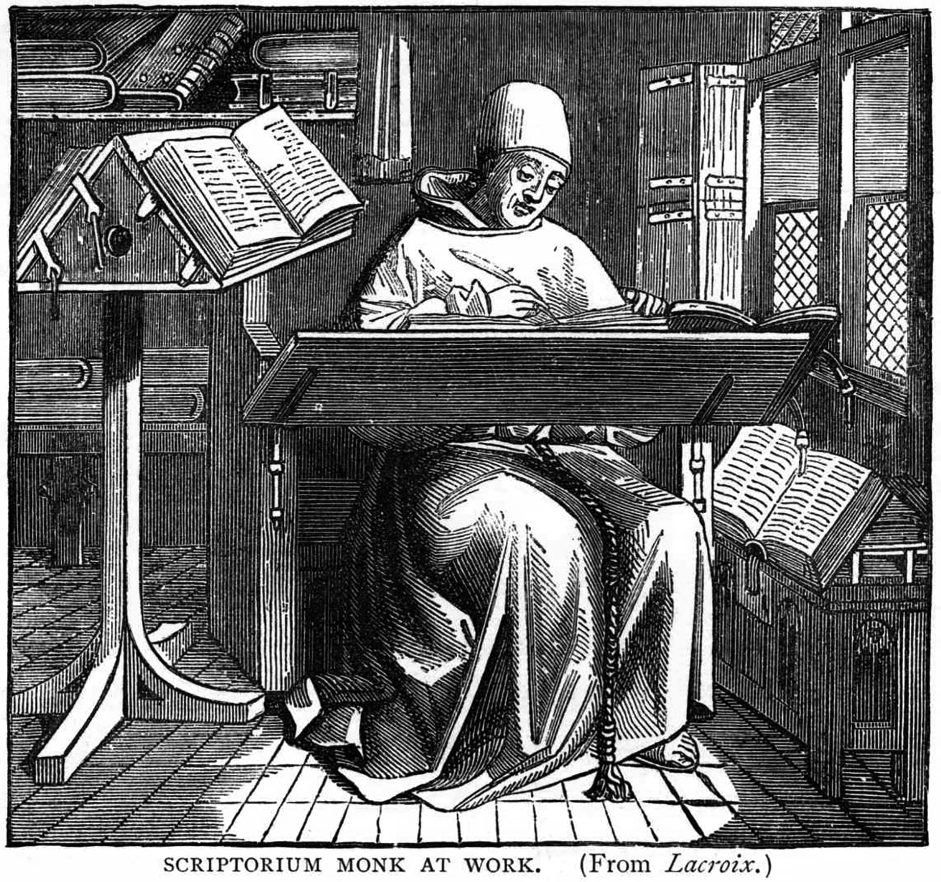 photo of monk at table